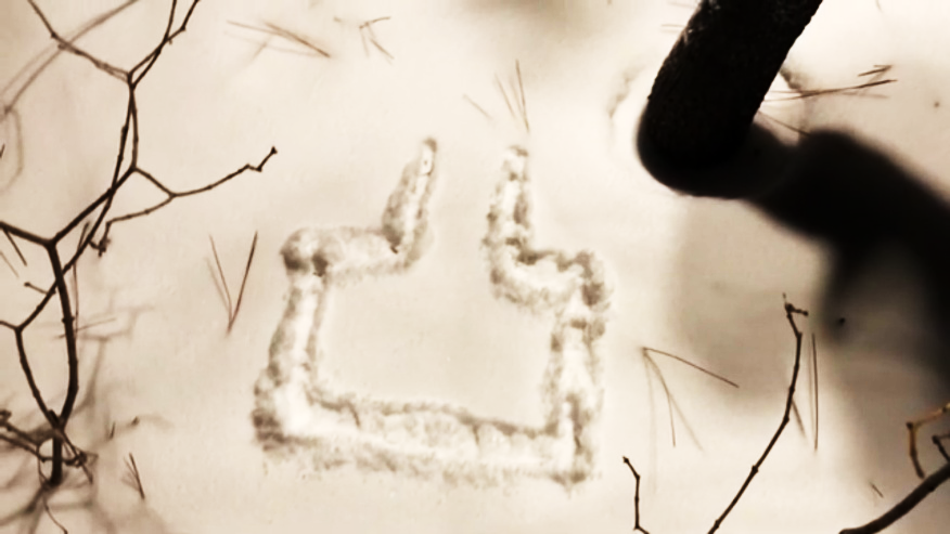 The Original Hebrew letter beyt in the snow